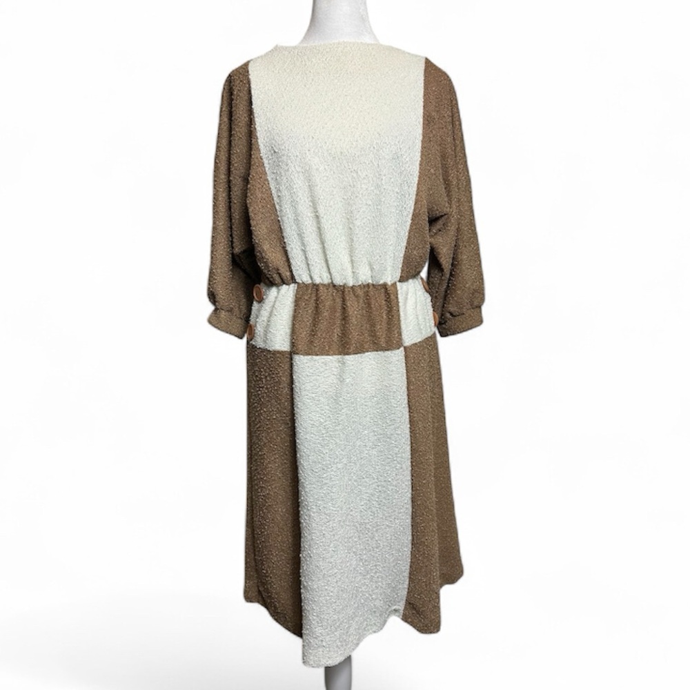 Vintage Studio “36” Two-Tone Textured Midi Dress | Size 14